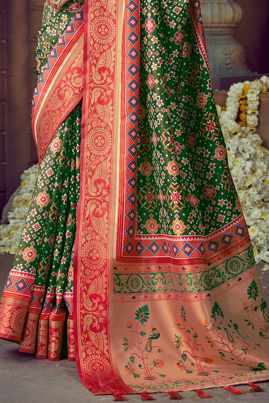 Pine Green Patola Saree