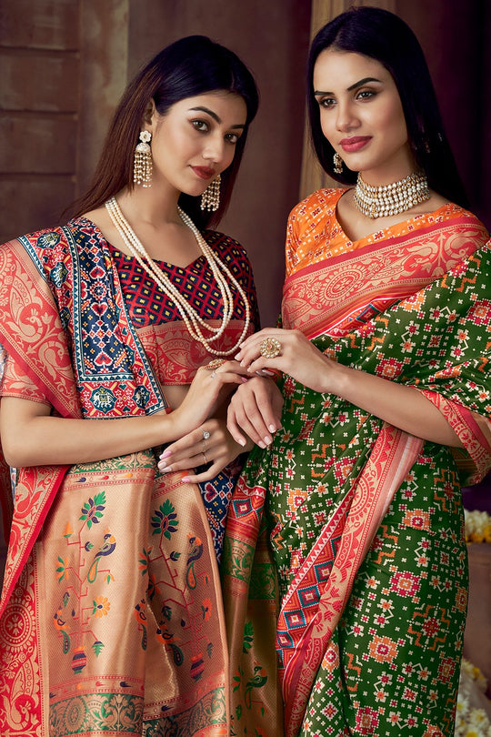 Pine Green Patola Saree