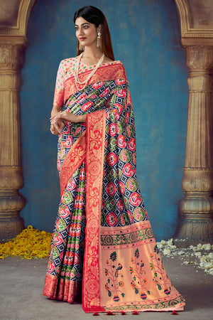 Navy Blue Patola Saree