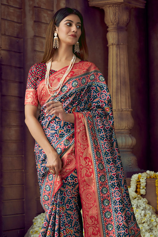 Admiral Blue Patola Saree