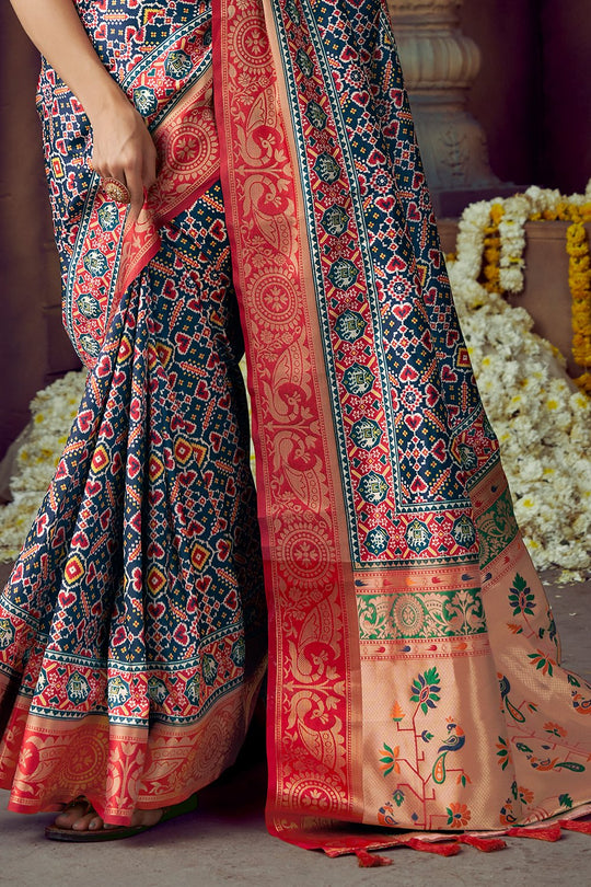 Admiral Blue Patola Saree