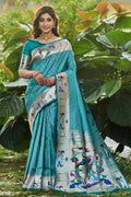 blue paithani saree