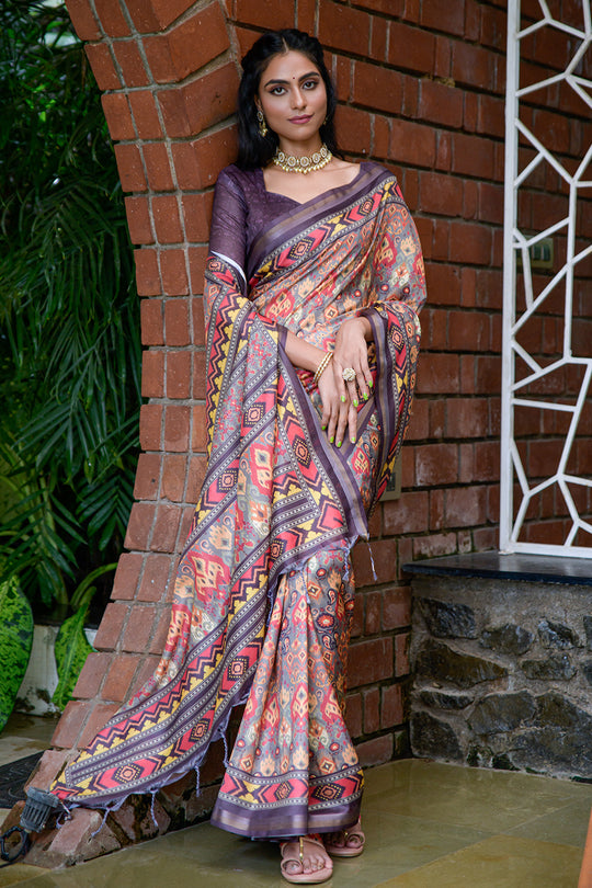 Coffee Brown Cotton Saree
