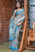 Firozi Blue Cotton Saree