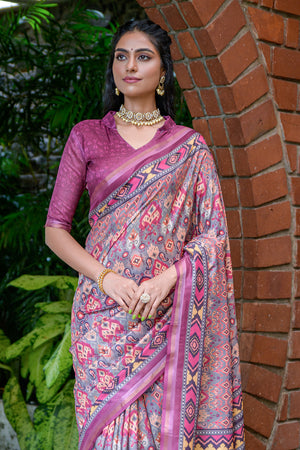 Magenta Wine Cotton Saree