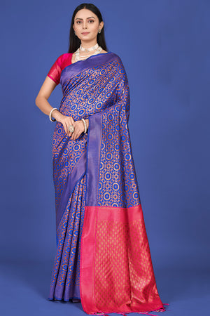Indigo Violet Banarasi Saree
