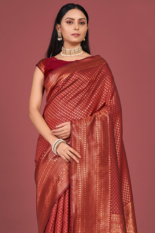 Persian Red Kanjivaram Saree
