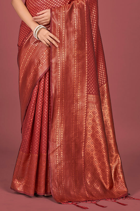 Persian Red Kanjivaram Saree