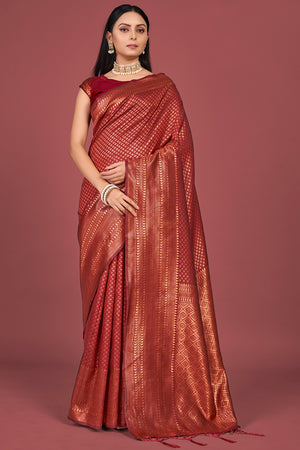 Persian Red Kanjivaram Saree