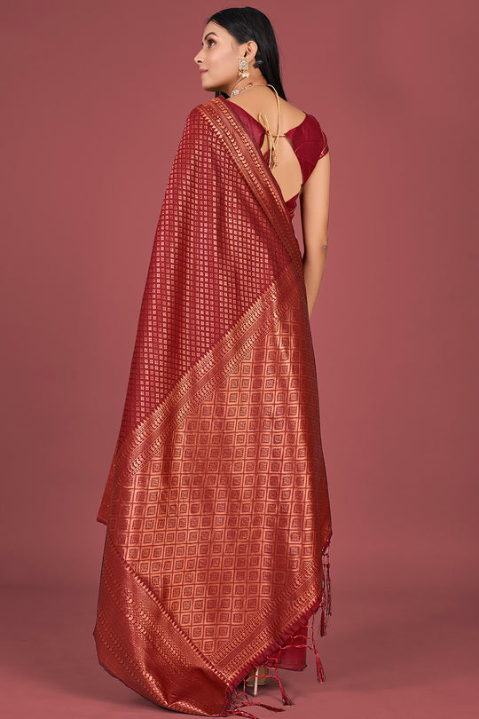 Persian Red Kanjivaram Saree