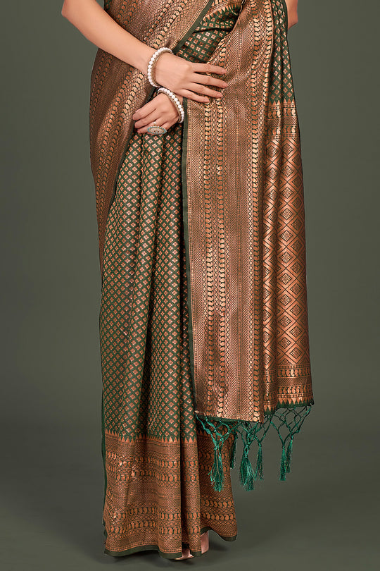 Pine Green Kanjivaram Saree