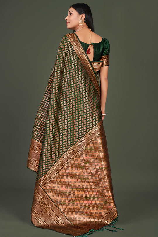 Pine Green Kanjivaram Saree