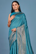 Cyan Blue Kanjivaram Saree
