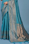 Cyan Blue Kanjivaram Saree