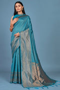Cyan Blue Kanjivaram Saree