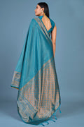 Cyan Blue Kanjivaram Saree