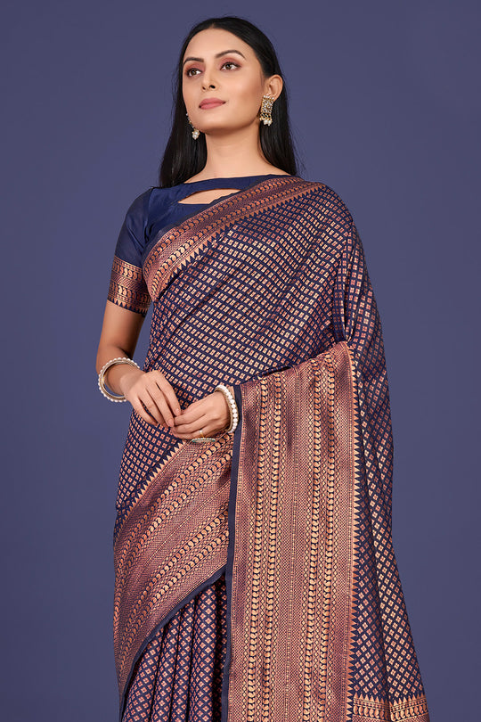 Navy Blue Kanjivaram Saree