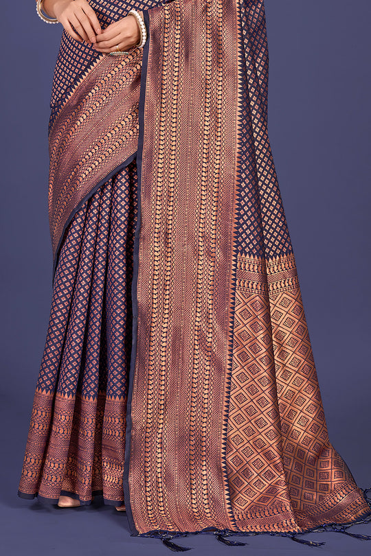 Navy Blue Kanjivaram Saree