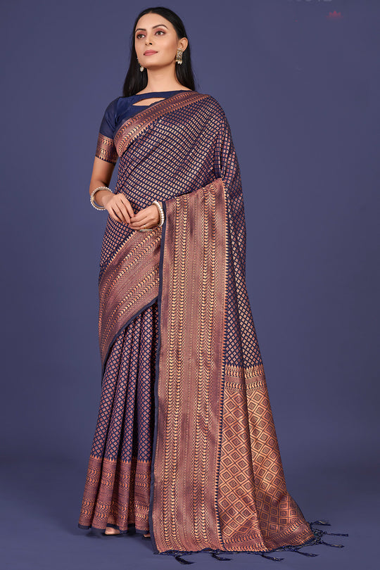 Navy Blue Kanjivaram Saree