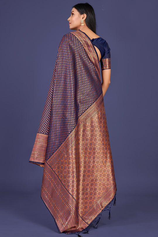 Navy Blue Kanjivaram Saree