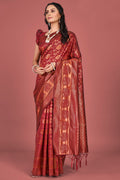 Ruby Red Banarasi Saree