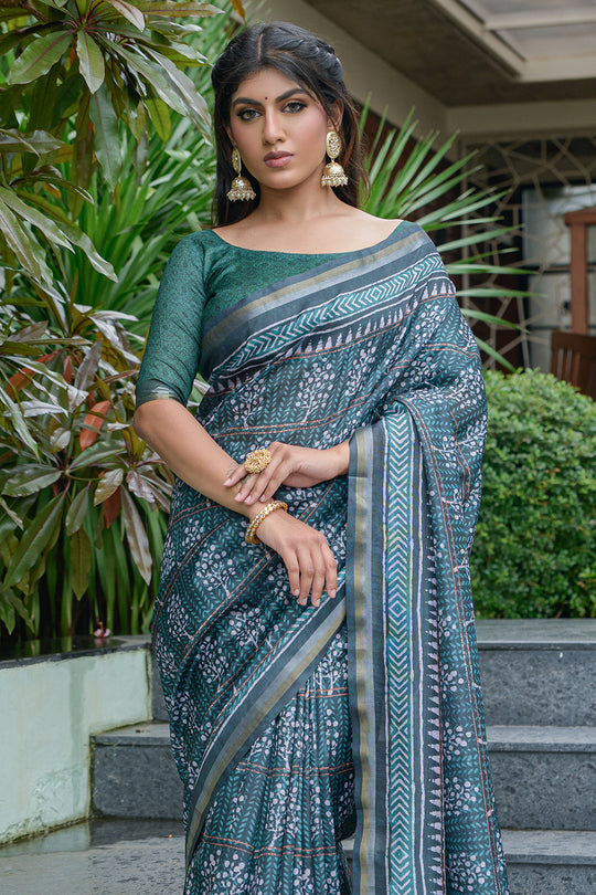 Emerald Green Cotton Saree