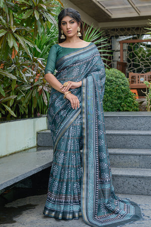 Emerald Green Cotton Saree