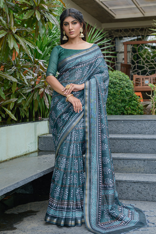 Emerald Green Cotton Saree