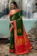 Green And Red Kanjivaram Silk Saree