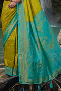 Green And Blue Kanjivaram Silk Saree