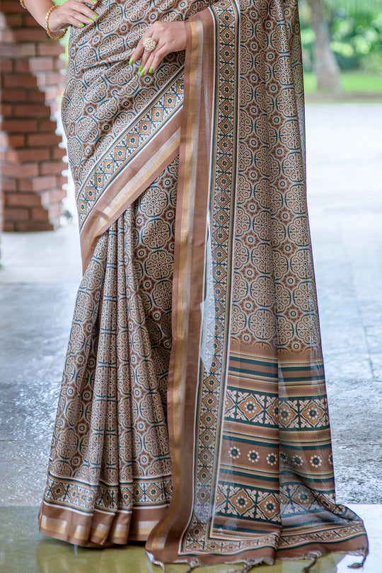 Coffee Brown Cotton Saree
