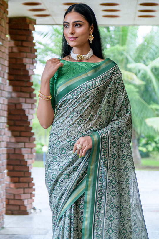 Emerald Green Cotton Saree