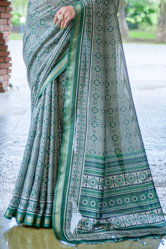 Emerald Green Cotton Saree
