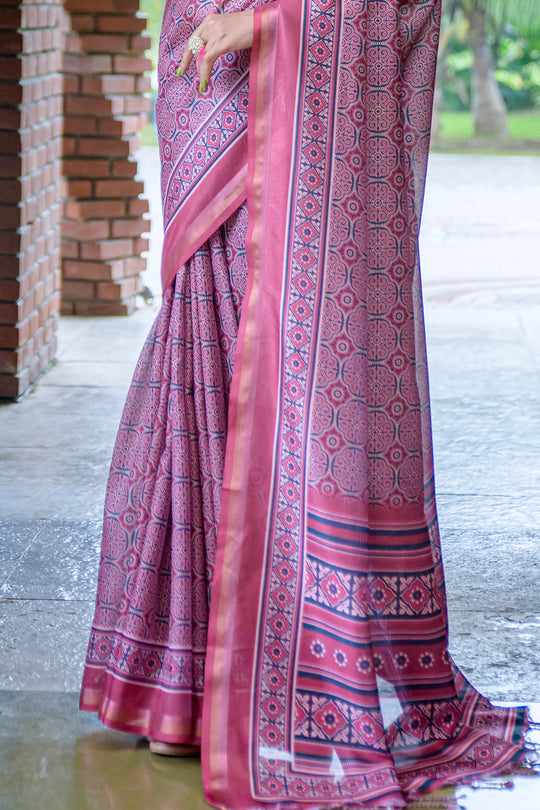 Grape Wine Cotton Saree