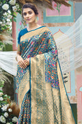Blue Pashmina Silk saree