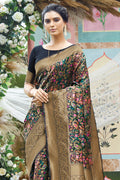Black Pashmina Silk saree