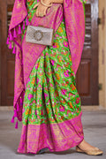 Green And Pink Patola Saree
