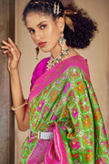 Green And Pink Patola Saree