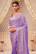 Amethyst Lilac Georgette Saree