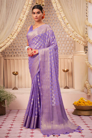 Amethyst Lilac Georgette Saree