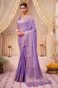 Amethyst Lilac Georgette Saree