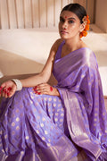 Amethyst Lilac Georgette Saree