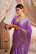 Orchid Purple Georgette Saree