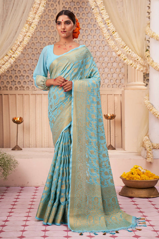 Light Blue Georgette Saree