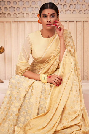 Off-White Georgette Saree