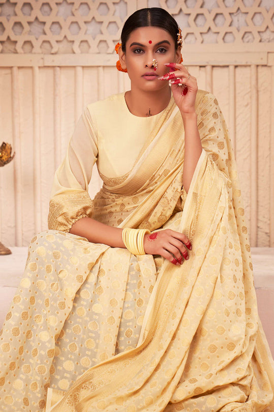 Off-White Georgette Saree