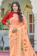 Contaloupe Orange Organza Saree