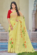 Lemon Yellow Organza Saree
