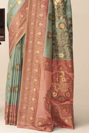 Foam Blue Cotton Saree