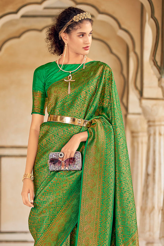 Forest Green Kanjivaram Saree